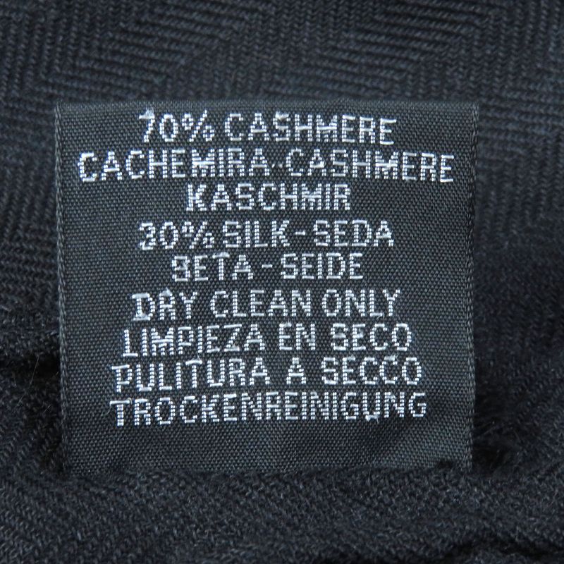 Hermes Big H Logo Cashmere Silk Large Scarf Shawl Black White Khaki Made In