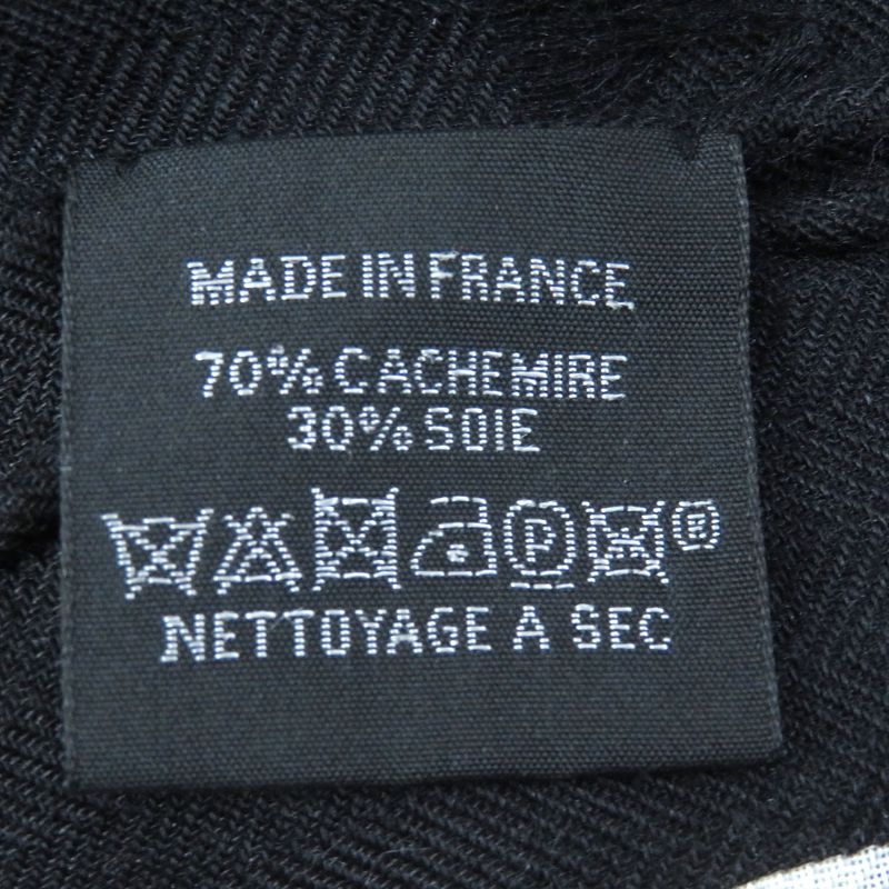 Hermes Big H Logo Cashmere Silk Large Scarf Shawl Black White Khaki Made In