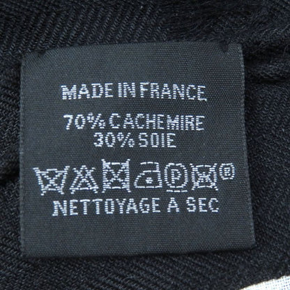 Hermes Big H Logo Cashmere Silk Large Scarf Shawl Black White Khaki Made In
