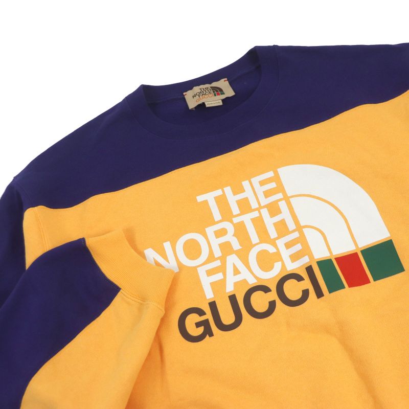 Gucci THE North FACE 21AW 671449 Cotton Bicolor Logo Print Sweatshirt Navy