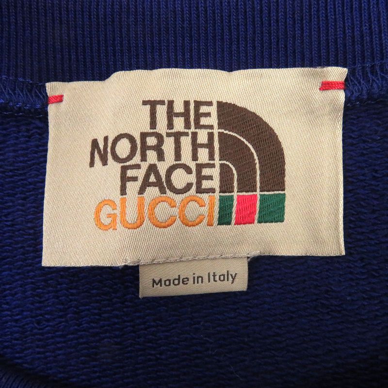 Gucci THE North FACE 21AW 671449 Cotton Bicolor Logo Print Sweatshirt Navy