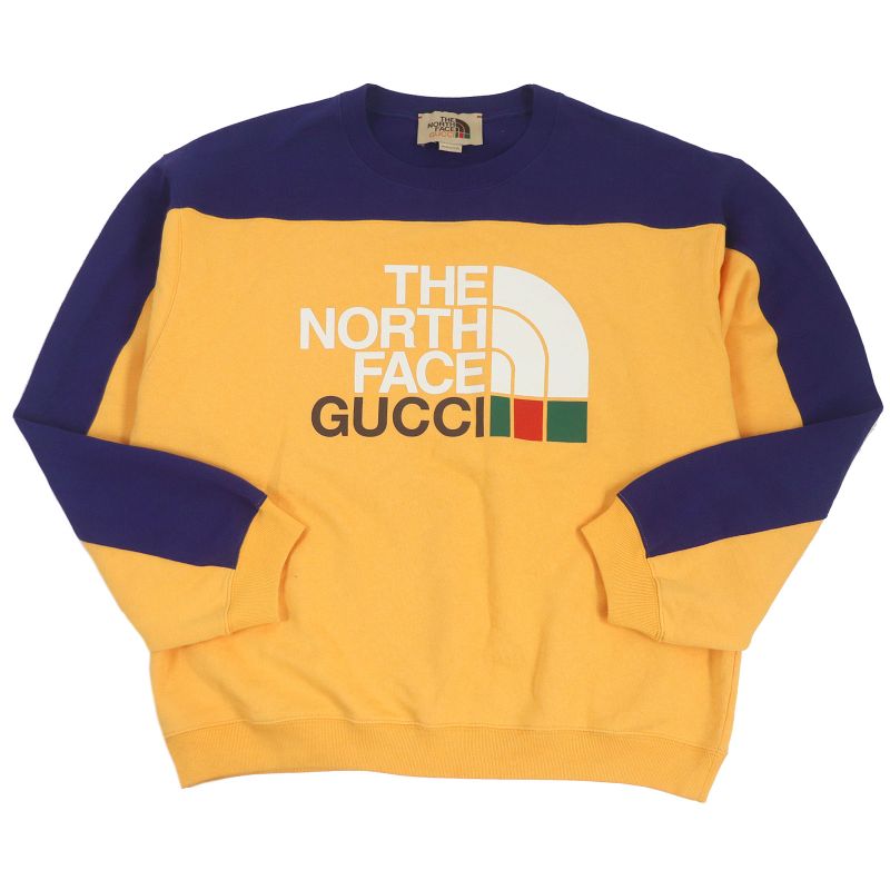 Gucci THE North FACE 21AW 671449 Cotton Bicolor Logo Print Sweatshirt Navy