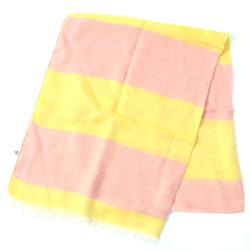 Hermes Silk Margiela Period H Logo Shawl Scarf Stole Bicolor Pink Yellow Made