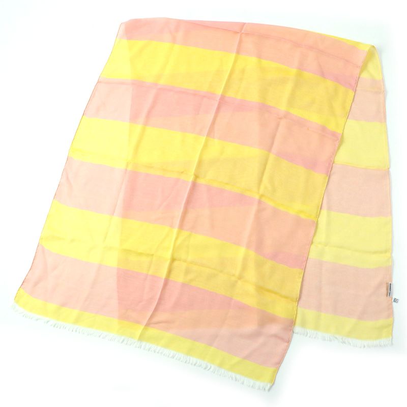 Hermes Silk Margiela Period H Logo Shawl Scarf Stole Bicolor Pink Yellow Made