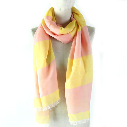 Hermes Silk Margiela Period H Logo Shawl Scarf Stole Bicolor Pink Yellow Made