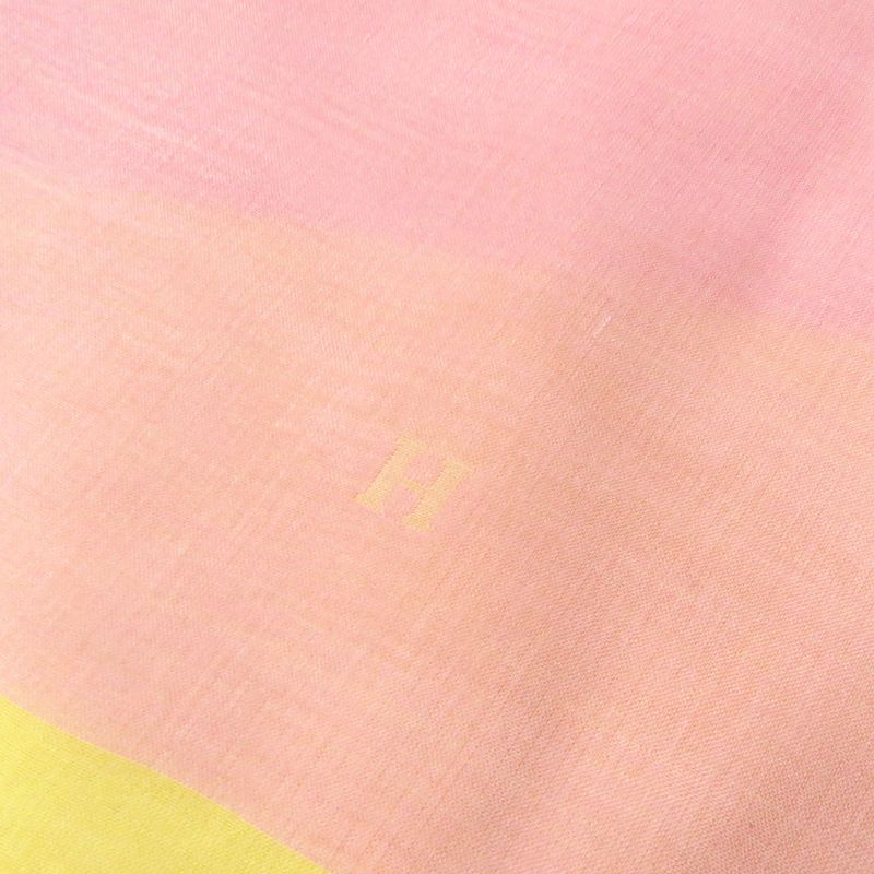Hermes Silk Margiela Period H Logo Shawl Scarf Stole Bicolor Pink Yellow Made