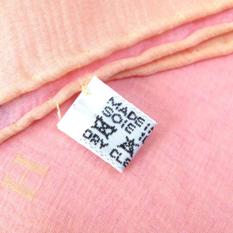 Hermes Silk Margiela Period H Logo Shawl Scarf Stole Bicolor Pink Yellow Made