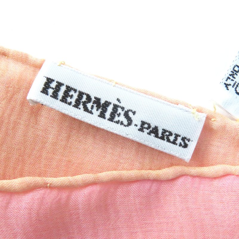 Hermes Silk Margiela Period H Logo Shawl Scarf Stole Bicolor Pink Yellow Made