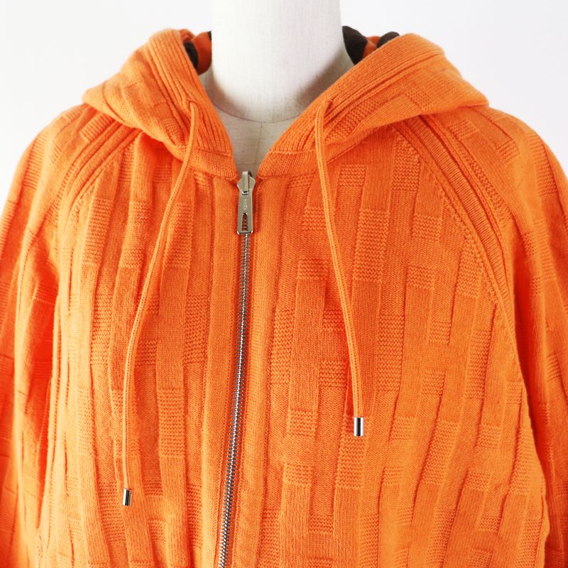 Hermes 2022 Reversible Zip-up Down Knit Blouson/hoodie H Pattern Down Jacket