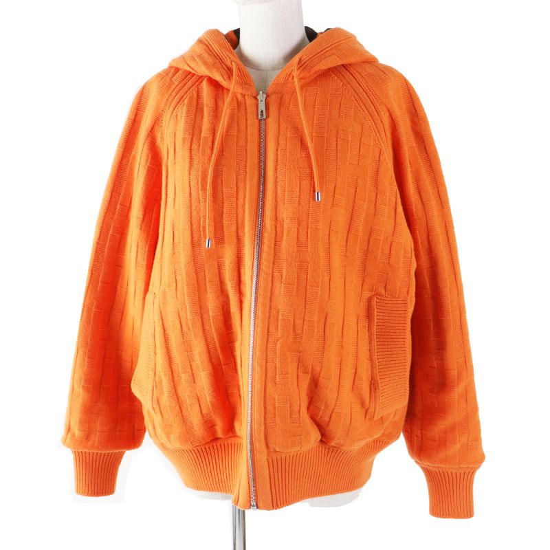 Hermes 2022 Reversible Zip-up Down Knit Blouson/hoodie H Pattern Down Jacket