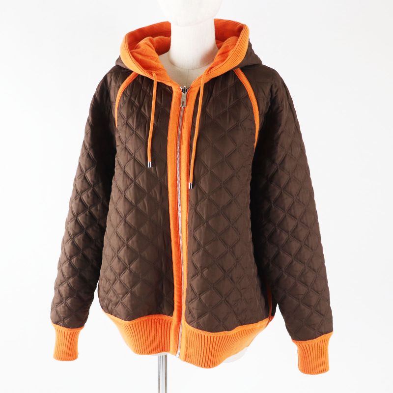 Hermes 2022 Reversible Zip-up Down Knit Blouson/hoodie H Pattern Down Jacket