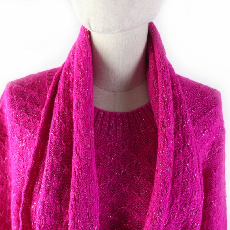 CHANEL P44135 Alpaca Blend Crew Neck Long Sleeves Design Knit With Coco Mark