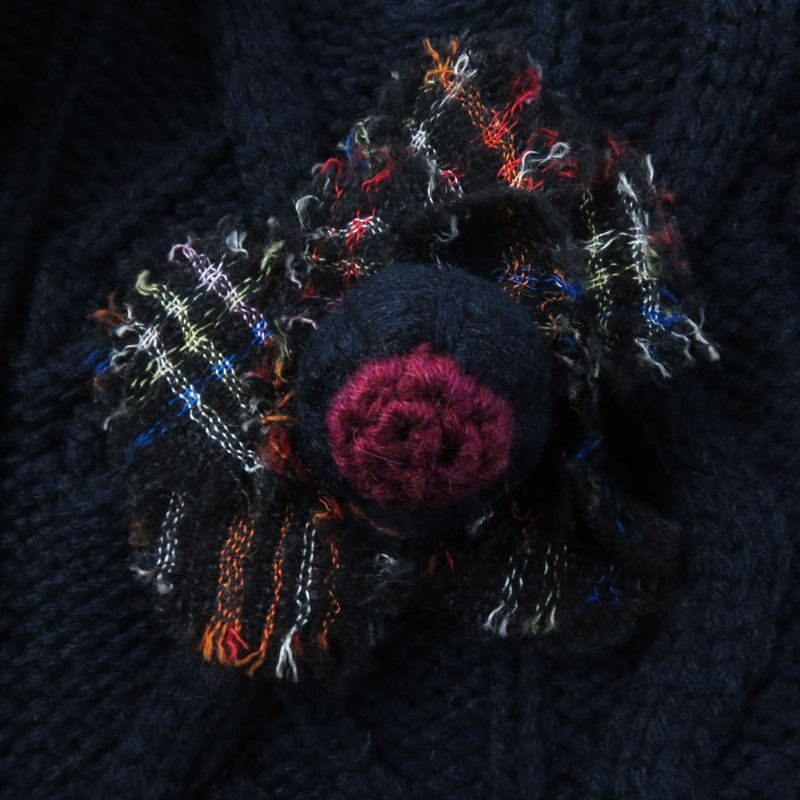 CHANEL P46489 100% Cashmere 4-pocket Cable Knit Cardigan With Camellia Brooch