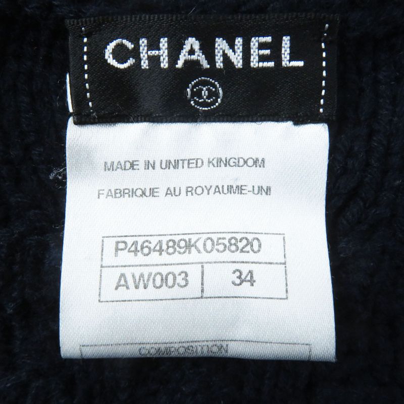 CHANEL P46489 100% Cashmere 4-pocket Cable Knit Cardigan With Camellia Brooch