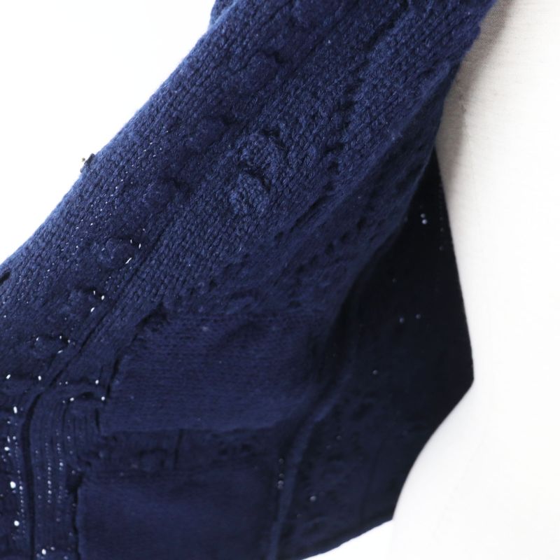 CHANEL P46489 100% Cashmere 4-pocket Cable Knit Cardigan With Camellia Brooch