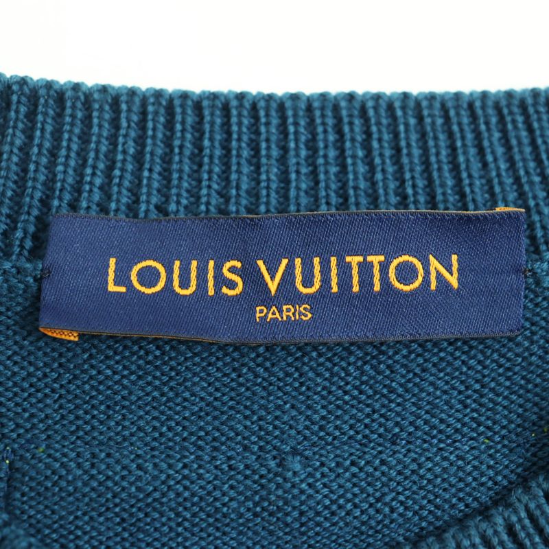 Louis Vuitton 22AW Hnn02w 100% Wool LV Logo Stitch High Gauge Crew Neck Bicolor