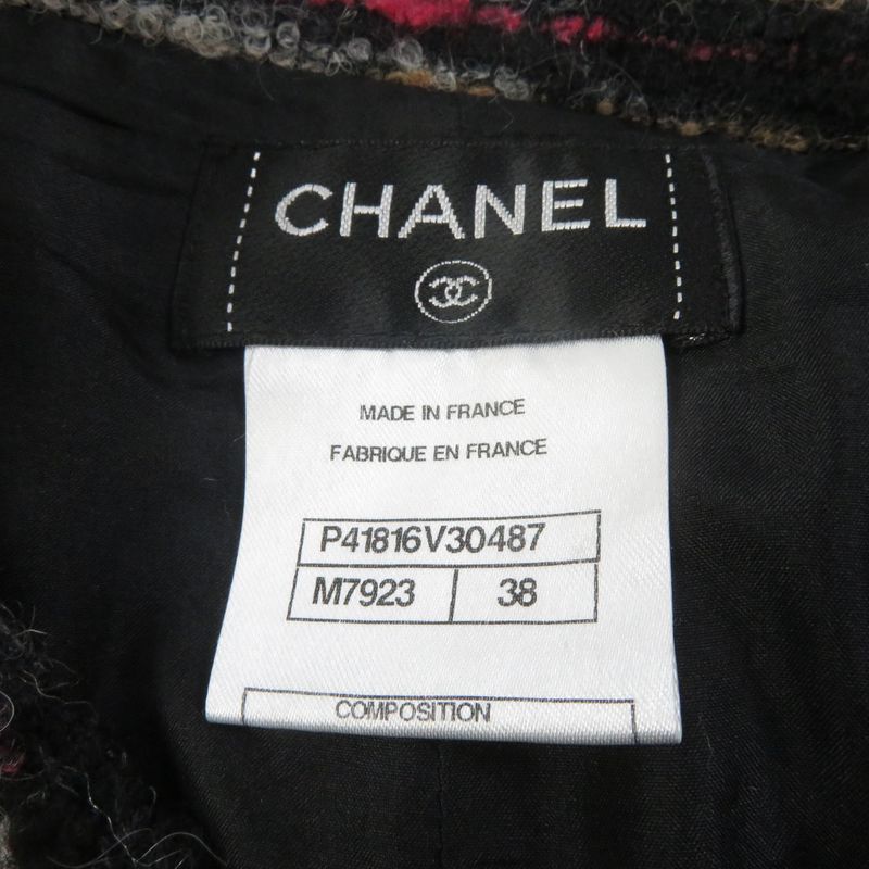 CHANEL P41820 P41816 100% Silk Lining Tweed Jacket + Skirt 2-piece Set With