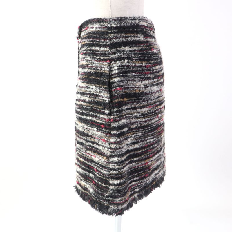 CHANEL P41820 P41816 100% Silk Lining Tweed Jacket + Skirt 2-piece Set With