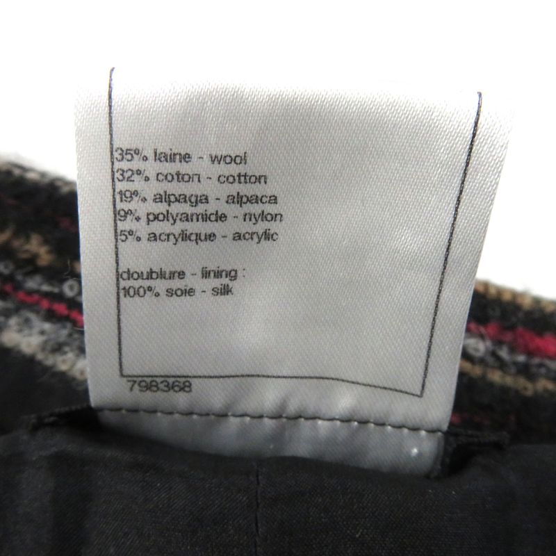 CHANEL P41820 P41816 100% Silk Lining Tweed Jacket + Skirt 2-piece Set With