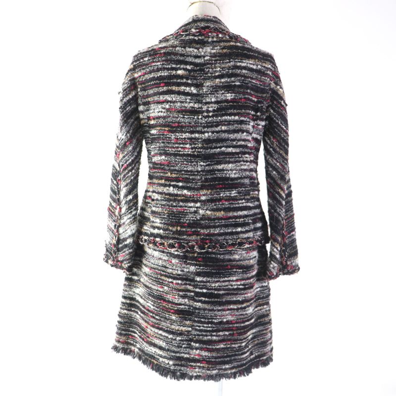CHANEL P41820 P41816 100% Silk Lining Tweed Jacket + Skirt 2-piece Set With
