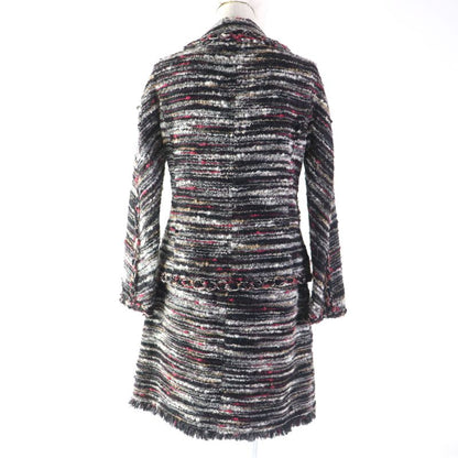 CHANEL P41820 P41816 100% Silk Lining Tweed Jacket + Skirt 2-piece Set With