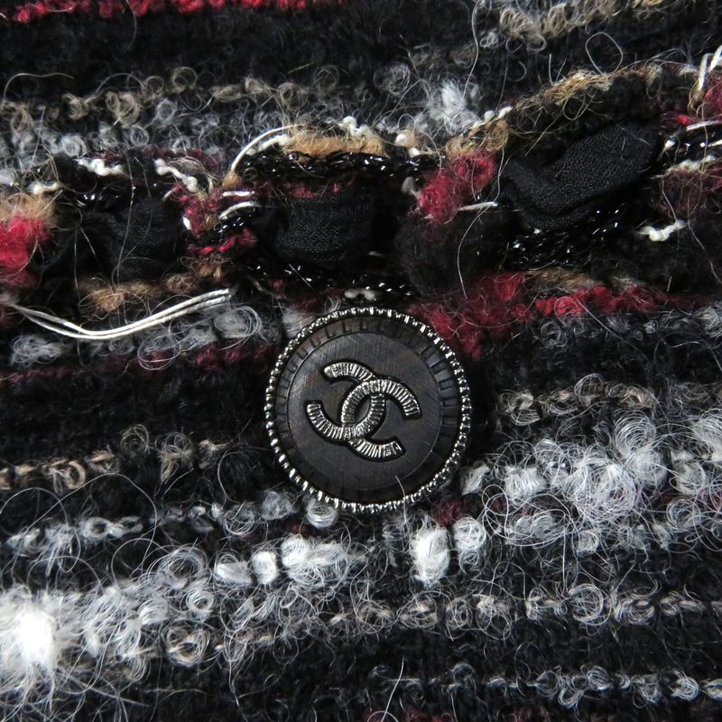 CHANEL P41820 P41816 100% Silk Lining Tweed Jacket + Skirt 2-piece Set With