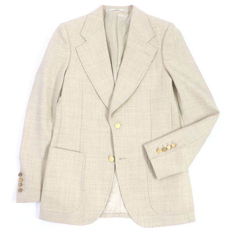 Gucci 623122 Wool Woven Pattern Wide Lapel Gold Button Single Bleather Tailored