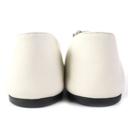 Gucci 621161 Leather Horsebit Pointed Toe Flat Pumps With Chain Ivory Gold And