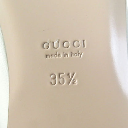 Gucci 621161 Leather Horsebit Pointed Toe Flat Pumps With Chain Ivory Gold And