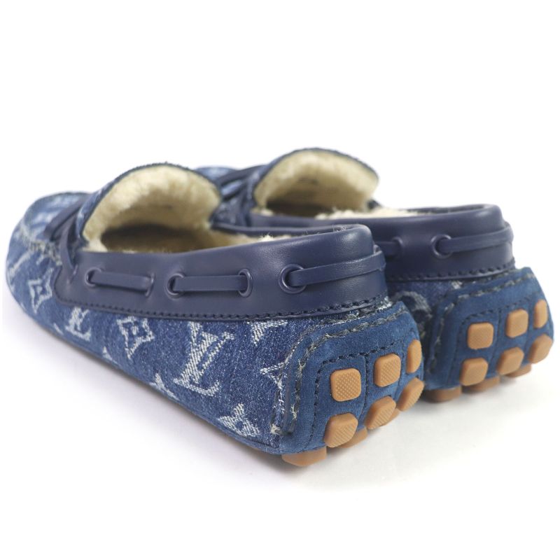 Louis Vuitton 2020 Arizona Line Monogram Denim Lined Mouton Moccasin Loafers