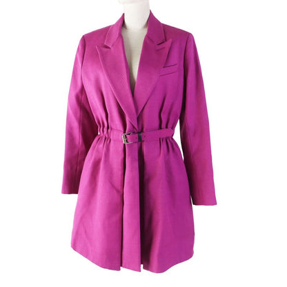 Louis Vuitton 18AW Silk Blend Beautiful Silhouette Belted Coat Purple 38 With