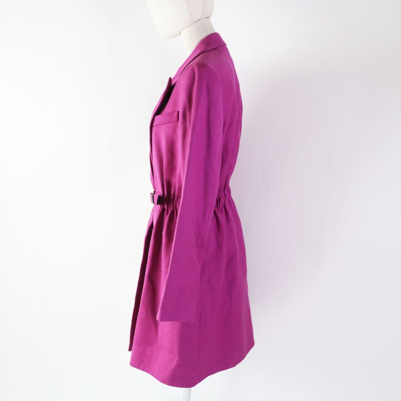 Louis Vuitton 18AW Silk Blend Beautiful Silhouette Belted Coat Purple 38 With