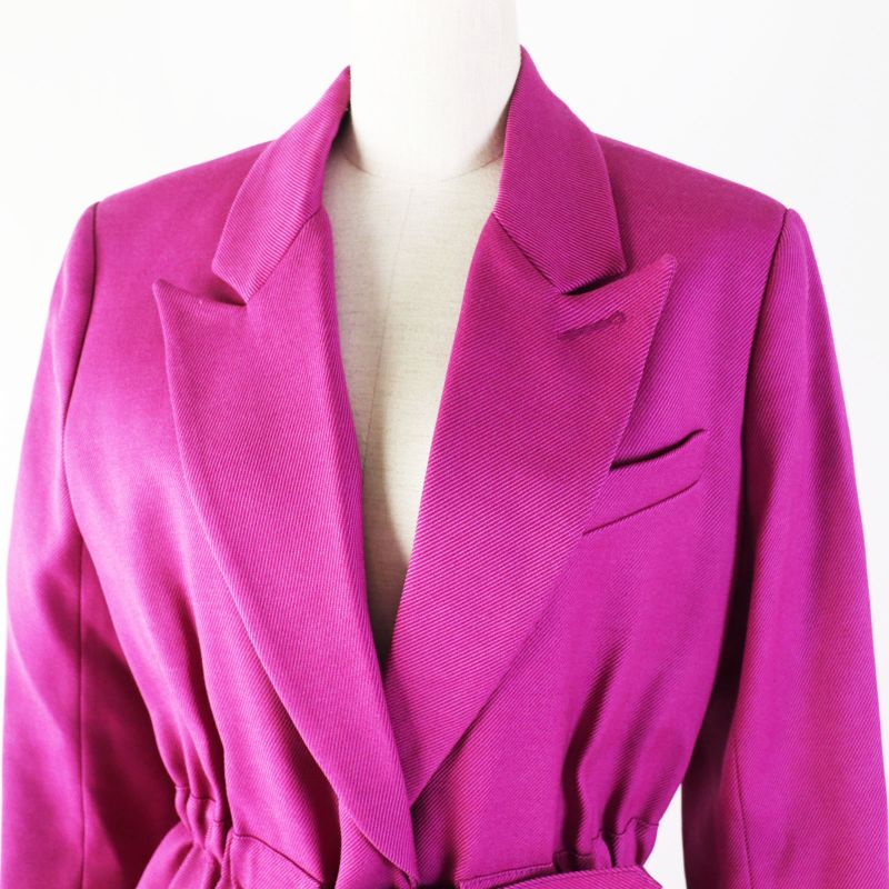 Louis Vuitton 18AW Silk Blend Beautiful Silhouette Belted Coat Purple 38 With