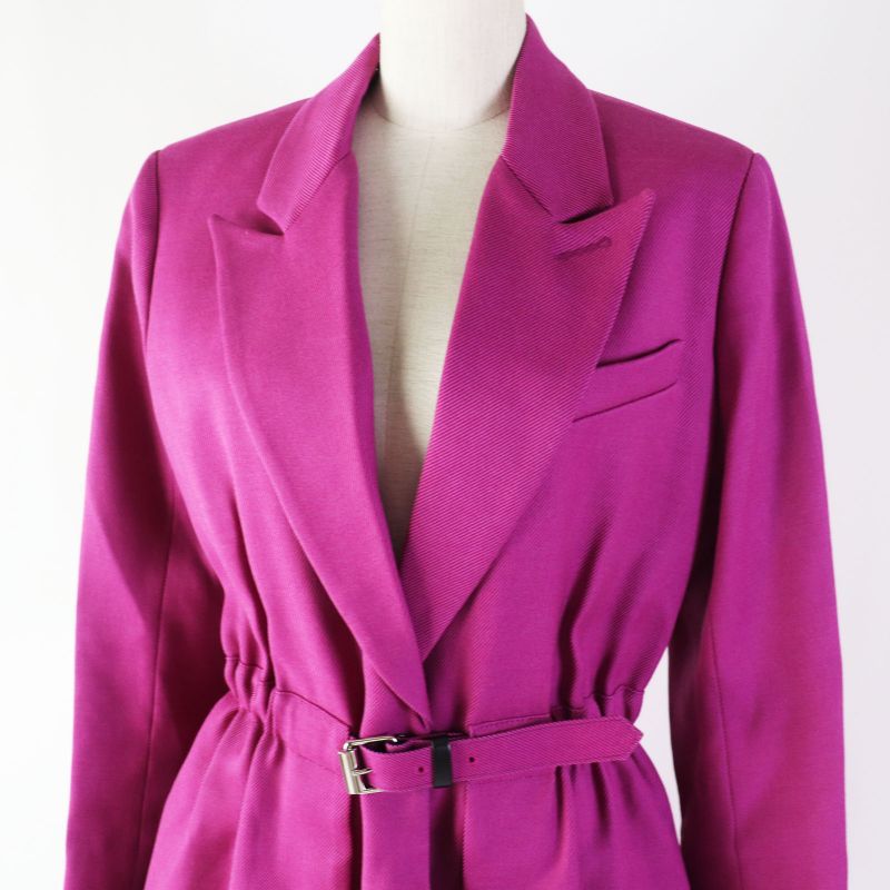 Louis Vuitton 18AW Silk Blend Beautiful Silhouette Belted Coat Purple 38 With