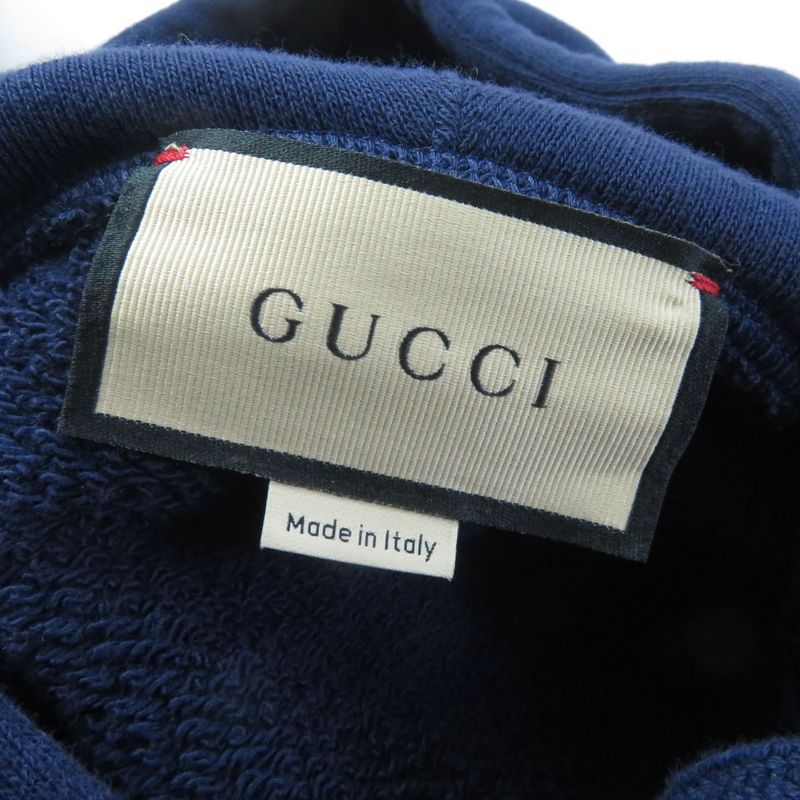 Gucci 23SS 717427 100% Cotton Interlocking G WOOF Print Pullover Hoodie Navy XS