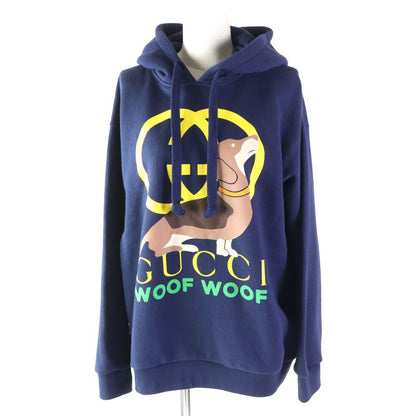 Gucci 23SS 717427 100% Cotton Interlocking G WOOF Print Pullover Hoodie Navy XS