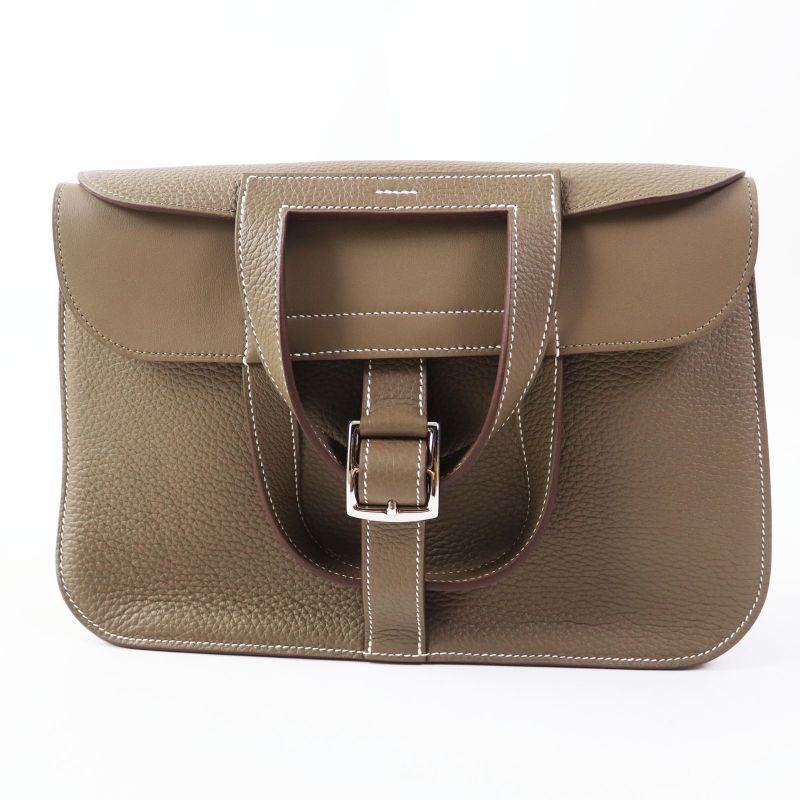 Hermes Arsan 31 Etoupe Silver Hardware Taurillon Clemence Shoulder Bag With Box