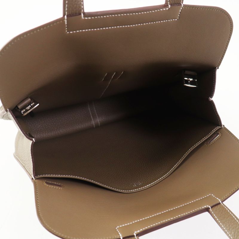 Hermes Arsan 31 Etoupe Silver Hardware Taurillon Clemence Shoulder Bag With Box