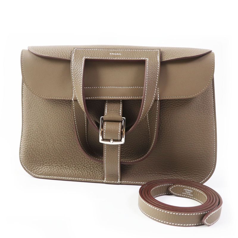 Hermes Arsan 31 Etoupe Silver Hardware Taurillon Clemence Shoulder Bag With Box