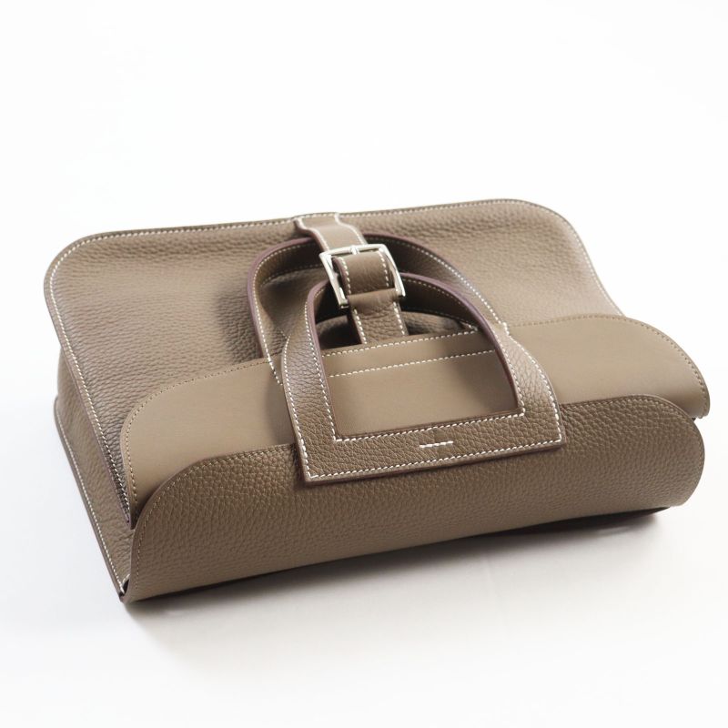 Hermes Arsan 31 Etoupe Silver Hardware Taurillon Clemence Shoulder Bag With Box