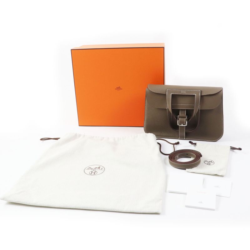 Hermes Arsan 31 Etoupe Silver Hardware Taurillon Clemence Shoulder Bag With Box