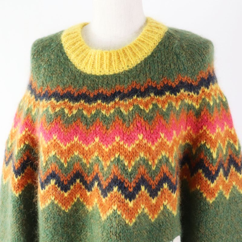 Gucci North Face 671690 Mohair Long Sleeve Jacquard Sweater W/logo Embroidery/kn