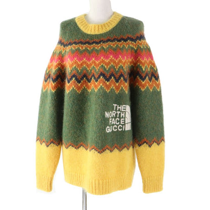 Gucci North Face 671690 Mohair Long Sleeve Jacquard Sweater W/logo Embroidery/kn