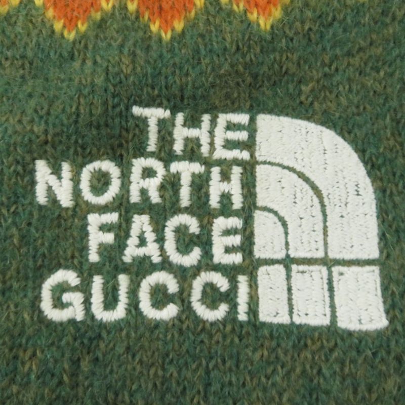 Gucci North Face 671690 Mohair Long Sleeve Jacquard Sweater W/logo Embroidery/kn