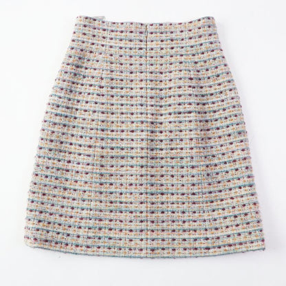 CHANEL P59073 Tweed Trapeze Long Skirt With Scallion And Coco Mark Plate Multi