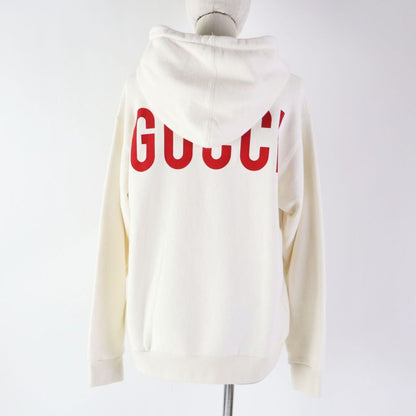 Gucci 19AW 469251 100% Cotton Hoodie With Front Print Ivory XS Made In Italy