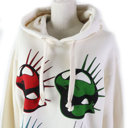 Gucci 19AW 469251 100% Cotton Hoodie With Front Print Ivory XS Made In Italy