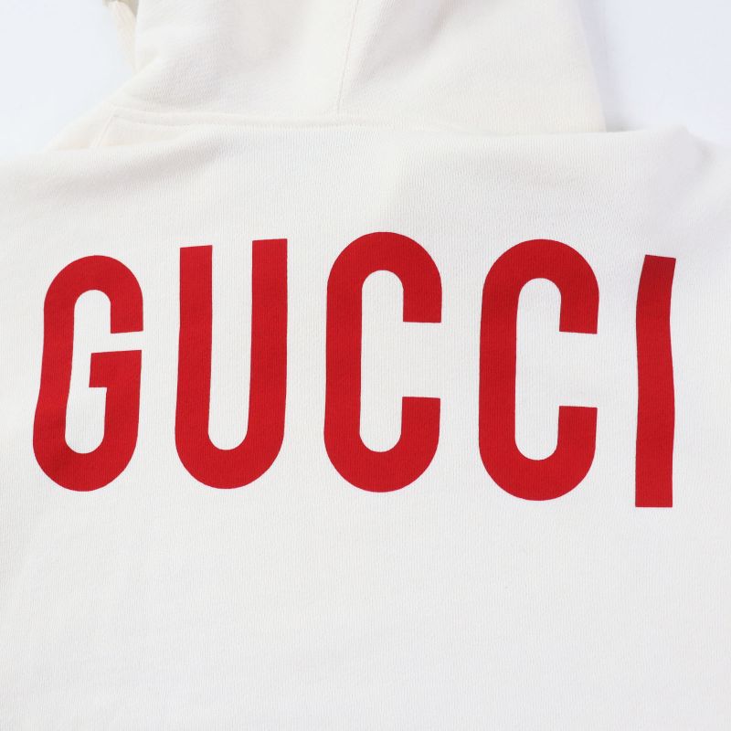 Gucci 19AW 469251 100% Cotton Hoodie With Front Print Ivory XS Made In Italy