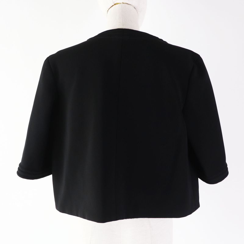 CHANEL P44726 5'' Sleeve Collarless Jacket With Gold Coco Mark Plate Lining