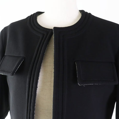 CHANEL P44726 5'' Sleeve Collarless Jacket With Gold Coco Mark Plate Lining